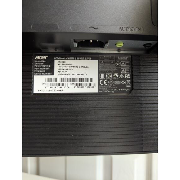 Acer XF251Q 24.5" Gaming Monitor 75Hz FHD FreeSync HDMI VGA Adjustable Stand - Picture 3 of 6